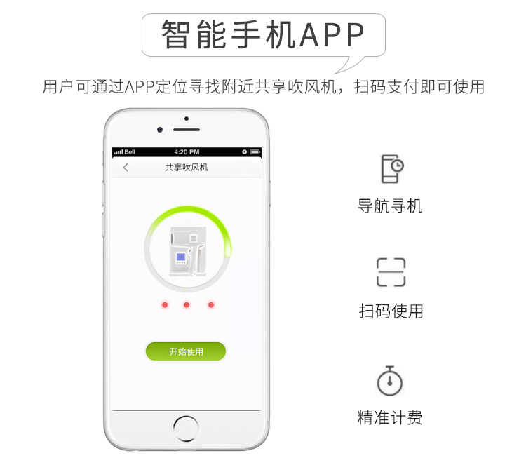 共享吹風(fēng)機的功能-智能手機APP